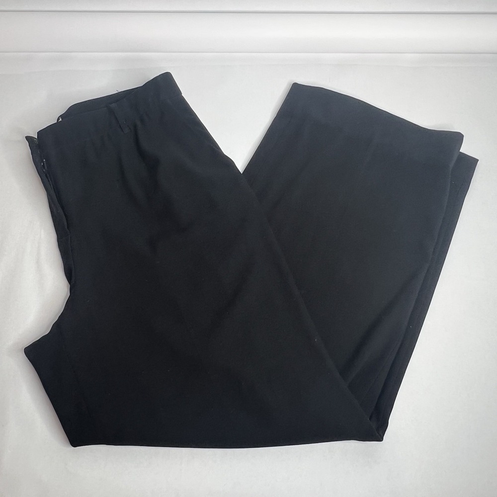 Coldwater Creek Black Microfiber Faux Suede Pants‎ Pleated Trousers Wide Leg 10